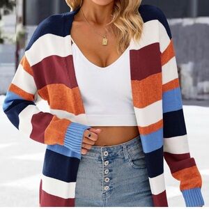 Kirundo Colorful Striped Women's Cardigan Medium